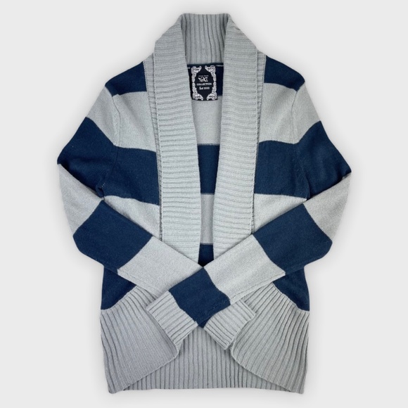 New York Yoki Collection Navy Blue & Gray Cardigan - Picture 3 of 5